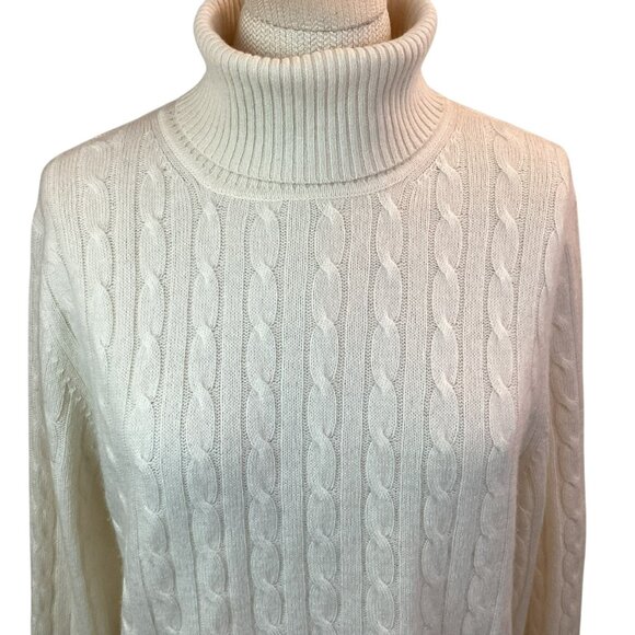 Vertical Design 2-ply Cashmere Cable Knit Womens XL Sweater  Turtleneck - Picture 4 of 12